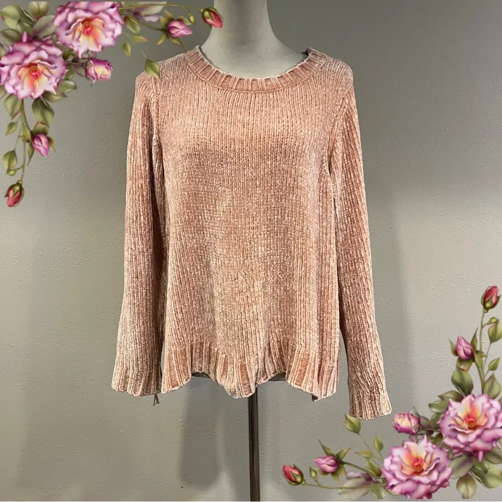 ModCloth peach color scoop neck‎ Chenille Sweater size medium